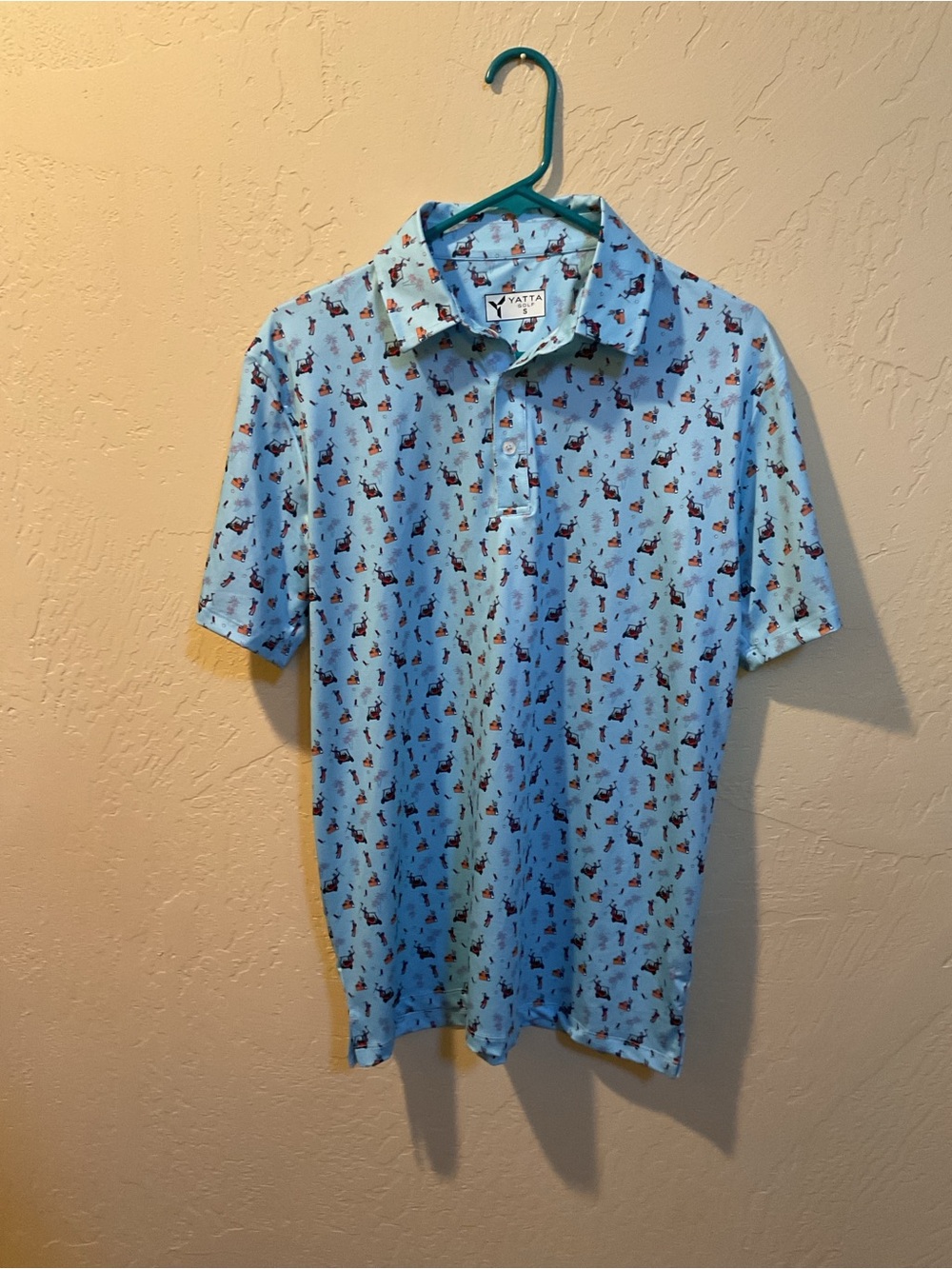 Yatta golf Light Blue Printed Polo Shirt small